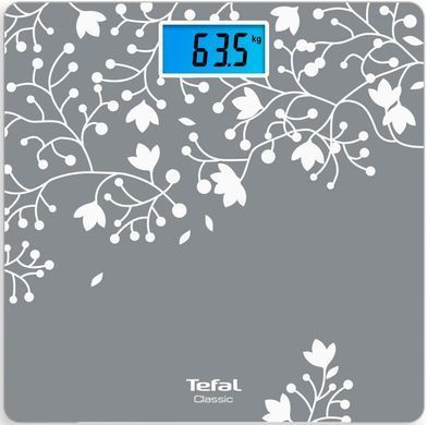 Tefal Весы напольные Classic Blossom, 160кг, AAAx2 нет в компл., стекло, серебро PP1537V0 фото