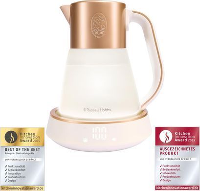 Russell Hobbs Електрочайник Calm, 1.7л, скло, біло-мідний 27450-70 фото