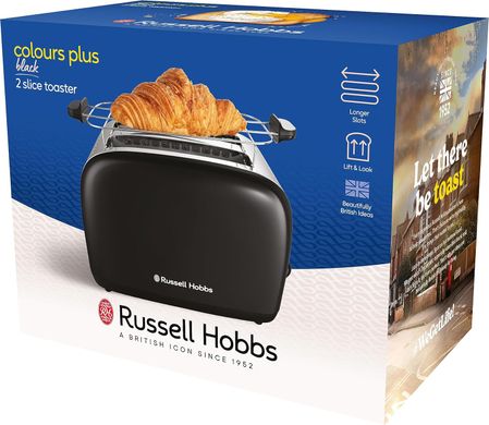 Russell Hobbs Тостер Colours Plus, 1600Вт, нержавейка, подогрев,разморозка, черный 26550-56 фото