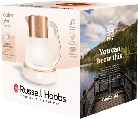 Russell Hobbs Електрочайник Calm, 1.7л, скло, біло-мідний 27450-70 фото
