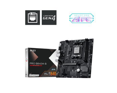 MSI Материнcька плата PRO B840M-B sAM5 B840 2xDDR5 M.2 HDMI DSub mATX 911-7E76-002 фото