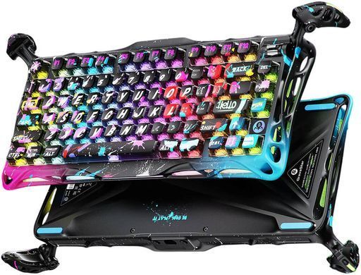 GravaStar Клавиатура механическая Mercury V75 Pro 80keys, Magnetic Jade Gaming, 8K, USB-A, RGB, Neon Graffiti GS_V75_PRO_CG_BLK фото