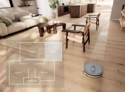 Electrolux Робот-пылесос, h=10см, влажная уборка, конт пыль -0.3л, вода -0.3л, автон. раб. до 140мин, Wi-Fi, серый ER71HW1UG фото