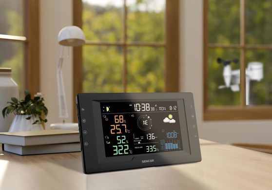 Sencor meteorological station, in/out measurement, CR2032x1+AAx3, temperature, humidity, time, weather forecast, atm. pressure, wind speed SWS9400 фото