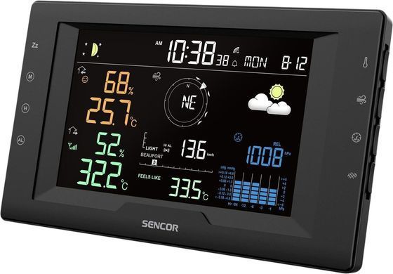 Sencor meteorological station, in/out measurement, CR2032x1+AAx3, temperature, humidity, time, weather forecast, atm. pressure, wind speed SWS9400 фото