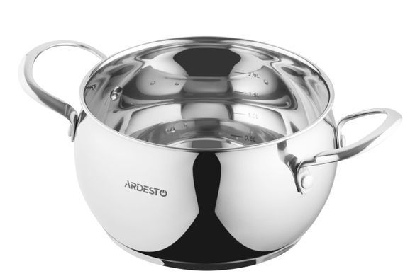 Каструля Ardesto Gemini Liguria, скляна кришка, 3.0 л, нержавіюча сталь AR4330GB фото