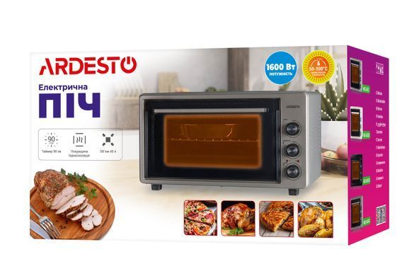 ARDESTO Електрична міні-піч MEO-S45FGB - 1600Вт/45 л./конвекція/таймер/подвійне скло/чорна MEO-S45FGB фото