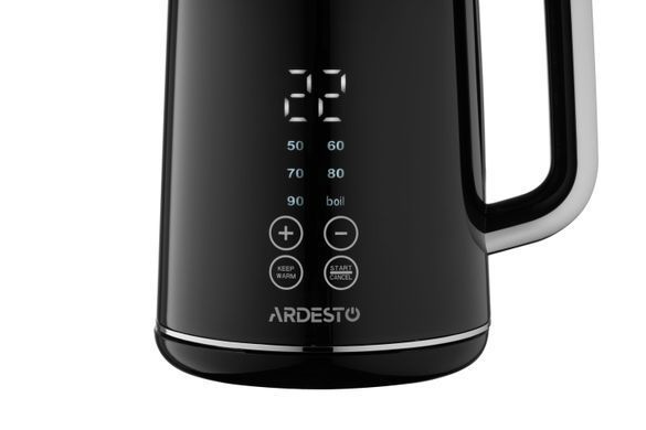 ARDESTO Електрочайник AEKL-X53E/1.7 л/2200 Вт/подвійні стінки/LED дисплей/Otter контроль/чорний EKL-X53E фото