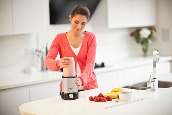 Блендер Russell Hobbs стаціонарний Nutri Boost, 700Вт, чаша-700мл, чопер 300мл, чорно-сріблястий 23180-56 фото