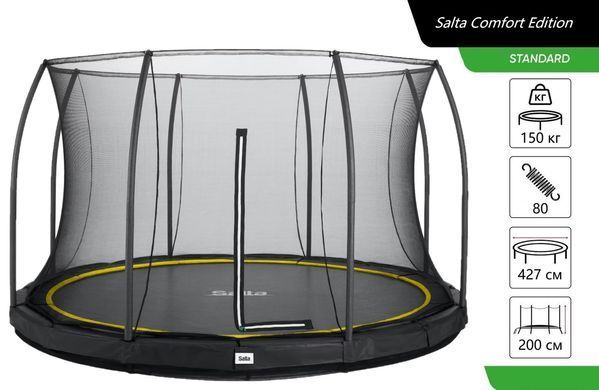 Батут Salta Comfort Edition Ground круглый, 427см, черный 5398A фото