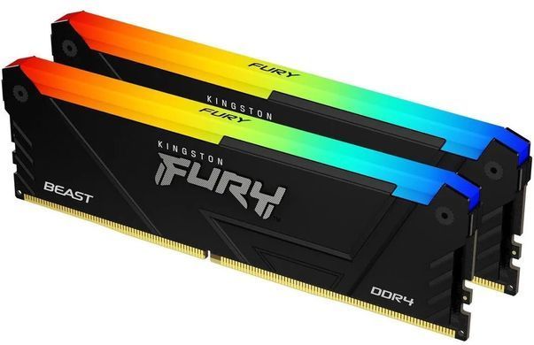 Kingston Пам'ять ПК Kingston DDR4 16GB KIT (8GBx2) 3200 FURY Beast RGB KF432C16BB2AK2/16WP фото