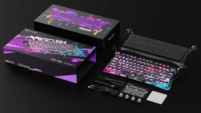 GravaStar Клавиатура механическая Mercury V75 Pro 80keys, Magnetic Jade Gaming, 8K, USB-A, RGB, Neon Graffiti GS_V75_PRO_CG_BLK фото