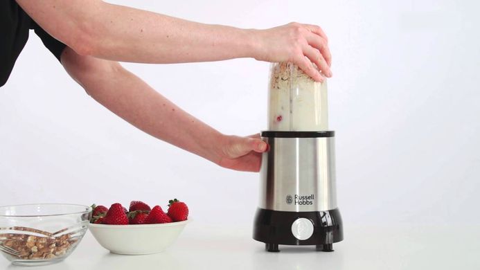 Блендер Russell Hobbs стаціонарний Nutri Boost, 700Вт, чаша-700мл, чопер 300мл, чорно-сріблястий 23180-56 фото