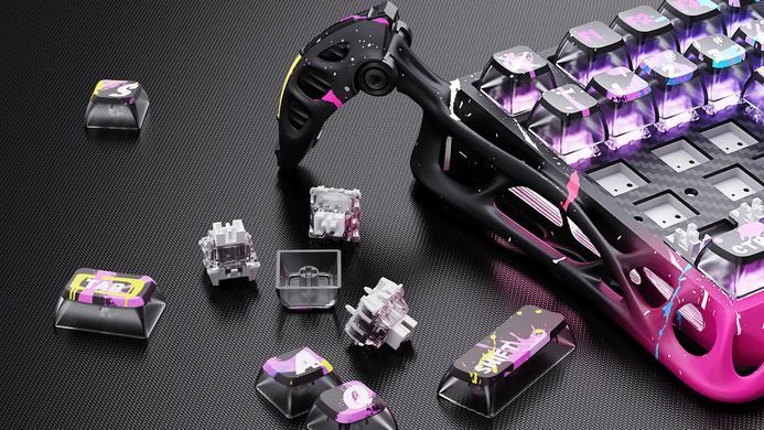 GravaStar Клавиатура механическая Mercury V75 Pro 80keys, Magnetic Jade Gaming, 8K, USB-A, RGB, Neon Graffiti GS_V75_PRO_CG_BLK фото