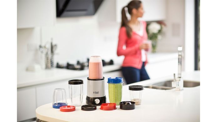 Блендер Russell Hobbs стаціонарний Nutri Boost, 700Вт, чаша-700мл, чопер 300мл, чорно-сріблястий 23180-56 фото