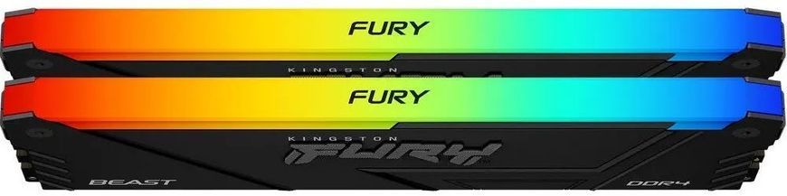 Kingston Пам'ять ПК Kingston DDR4 16GB KIT (8GBx2) 3200 FURY Beast RGB KF432C16BB2AK2/16WP фото