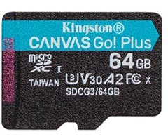 Карта пам’яті Kingston 64GB microSDXC C10 UHS-I U3 A2 R170/W70MB/s Canvas Go Plus - купити в інтернет-магазині Coolbaba Toys