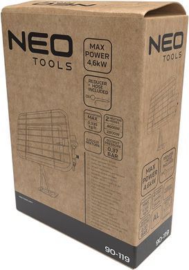 Neo Tools Обігрівач газовий Neo Tools, 4.6кВт, 218-355г/год, 37мбар, редуктор, шланг 40см 90-119 фото