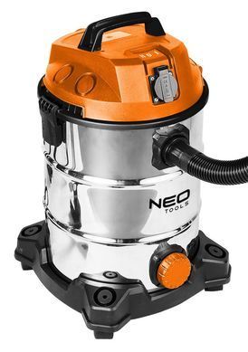 Neo Tools Профессиональный пылесос, 1400Вт, 18 кПа, контейнер 30л, HEPA, колеса, 5.92кг 04-738 фото