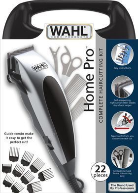 Moser Машинка для стриження WAHL HomePro, від мережі, вібраційний мотор, насадок-8, кейс,ножиці, гребінець в компл, сталь, чорно-сріблястий 09243-2216 фото