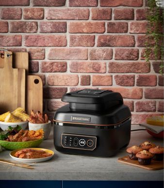 Russell Hobbs Мультипечь SatisFry Air&Grill, 1745Вт, чаша-5.5л, сенсорное управл., алюминий/пластик, черно-оранжевый 26520-56 фото