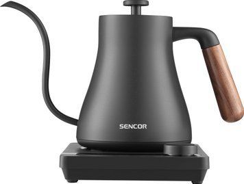 Sencor Електрочайник Sencor 0.6л, 5 темп.реж, підтримка температури, мех. управління, нержавіюча сталь, чорний SWK2828BK фото