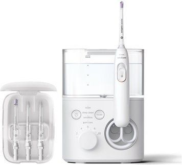 Philips Ирригатор Sonicare Philips Sonicare Power Flosser 7000 стационарный, чаша 600 мл, от сети , чехол, 4 насадки , белый HX3911/40 фото