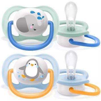 AVENT ПУСТУШКА ULTRA AIR 0-6МІС, ОРТОДОНТИЧНА, 2ШТ, ANIMAL ДЛЯ ХЛОПЧИКІВ SCF080/05 фото