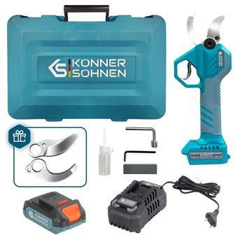 K&ouml;nner & S&ouml;hnen Секатор акумуляторний Konner&Sohnen KS CPS20V-40 CASE 20В акб 1х2А&middot;год d 20-40мм ЗП кейс 1.0кг KSCPS20V-40CASE фото