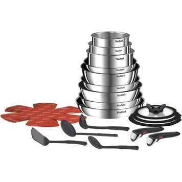 Tefal Набір посуду Tefal Ingenio Emotion, 22пр., нержавіюча сталь, скло, пластик, бакеліт, сріблястий L897SM74 фото