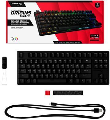 HyperX Клавиатура Alloy Origins Core PBT Red USB RGB ENG/RU Black 639N7AA фото