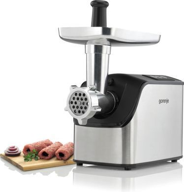 Gorenje Gorenje meat grinder, 2200W, 2.2kg/min, 2 cutting plates, sausages nozzle, plastik/metal, black/inox MG2202XE фото