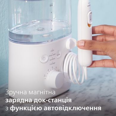 Philips Ирригатор Sonicare Philips Sonicare Power Flosser 7000 стационарный, чаша 600 мл, от сети , чехол, 4 насадки , белый HX3911/40 фото