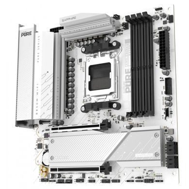 SAPPHIRE Motherboard PURE B850M WIFI sAM5 B850 4xDDR5 M.2 HDMI DP WiFi BT mATX білий 52123-02-40G фото