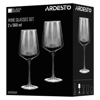 ARDESTO Wine glasses set Black Mars 560ml, 2pcs, glass, grey AR2656GF фото