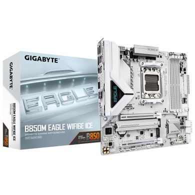 Gigabyte Материнская плата B850M EAGLE WF6E ICE sAM5 B850 4xDDR5 M.2 Wi-Fi BT HDMI DP mATX B850M_EAGLE_WF6E_ICE фото