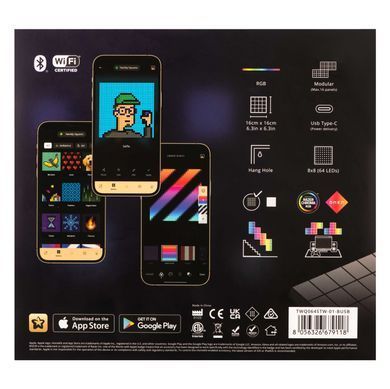 Twinkly Панель Smart LED Twinkly Squares 1 Starter RGB IP20 16х16см USB-C чорний без БЖ TWQ064STW-01-BUSB фото