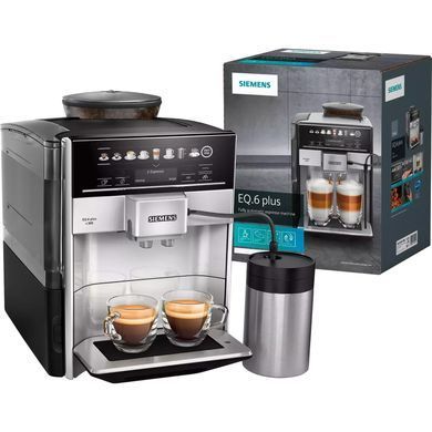 Siemens Siemens Coffee machine, 1.7L, auto capuchino maker, LED display, auto recipe-8, black-silver TE653M11RW фото