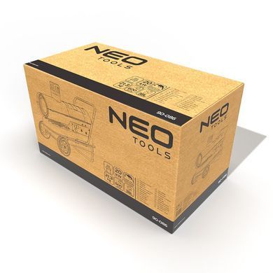 Neo Tools Теплова гармата дизельна, прямого нагріву, 20кВт, 200м2, 600м3/год, колеса, чорний, 21.30кг 90-086 фото