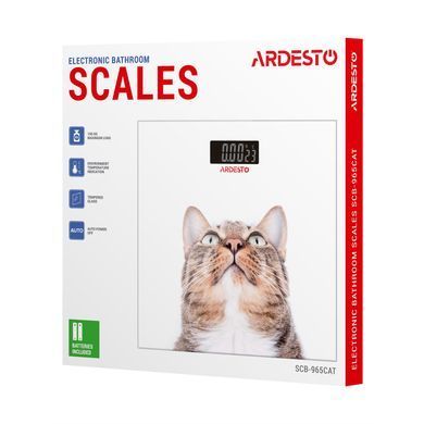 ARDESTO Ваги підлогові CAT, 150кг, 2хААА в комплекті, скло, різнокольорові SCB-965CAT фото