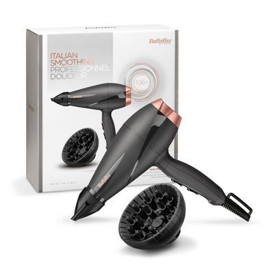 BaByliss Фен Babyliss AC motor Smooth Pro, 2100Вт, 2 режими, дифузор, хол. обдув, чорний 6709DE фото
