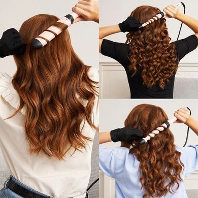 BaByliss Мультистайлер Curl & Wave Trio Styler, 58Вт, темп.режимов-2, 180&deg;C, 210&deg;C , термо коврик, перчатка , керамика, черно-розовый MS750E фото