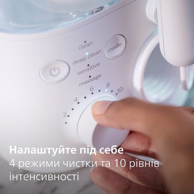 Philips Ирригатор Sonicare Philips Sonicare Power Flosser 7000 стационарный, чаша 600 мл, от сети , чехол, 4 насадки , белый HX3911/40 фото