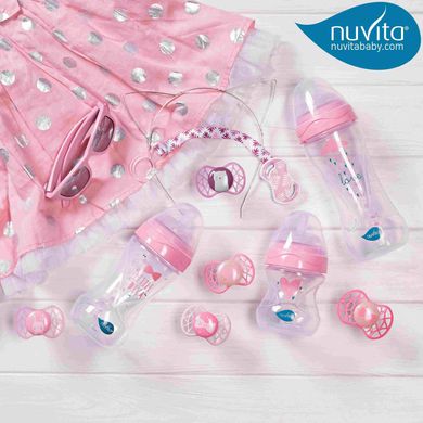 Дитяча пляшечка Nuvita 6011 Mimic Collection 150мл 0+ Антиколікова рожева NV6011ROSA фото