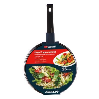 ARDESTO Сковорода глибока з кришкою Gemini Gourmet Andria, 26см, алюміній, чорний AR1926GMG фото