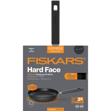 Сковорода Fiskars Hard Face, 24см, покриття Optiheat, алюм., індукція, чорний 1052236 фото