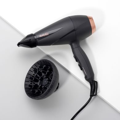 BaByliss Фен Babyliss AC motor Smooth Pro, 2100Вт, 2 режими, дифузор, хол. обдув, чорний 6709DE фото