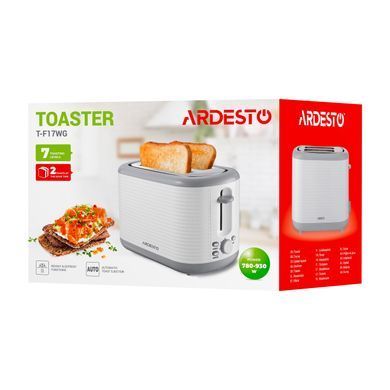 ARDESTO Тостер White stripes T-F17WG 930Вт, пластик, білий+сірий