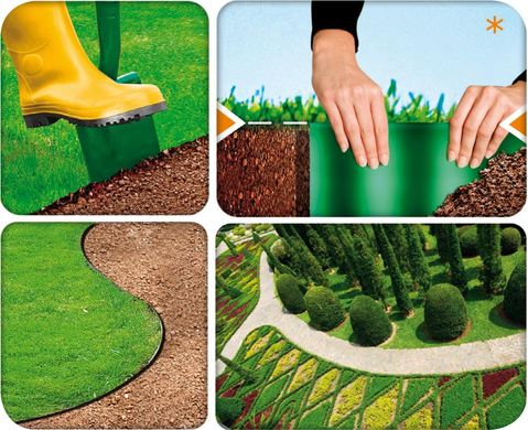 Стрічка газонна Cellfast, бордюрна, хвиляста, 10см x 9м, темно-зелений 30-021H фото