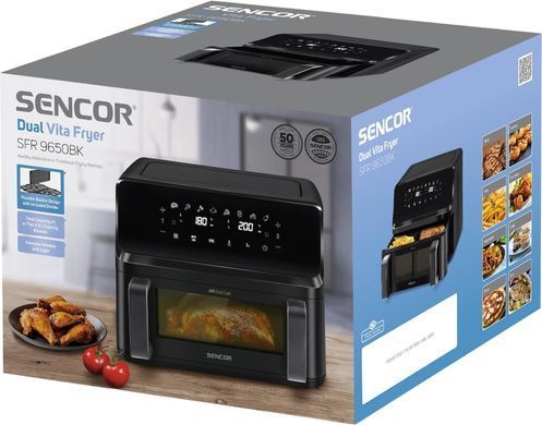 Sencor Мультипіч Sencor Dual Vita Fryer, 2700Вт, чаша-4.5+4.5л, сенсорне керув., 2 чаши, гриль, пластик, чорний SFR9650BK фото